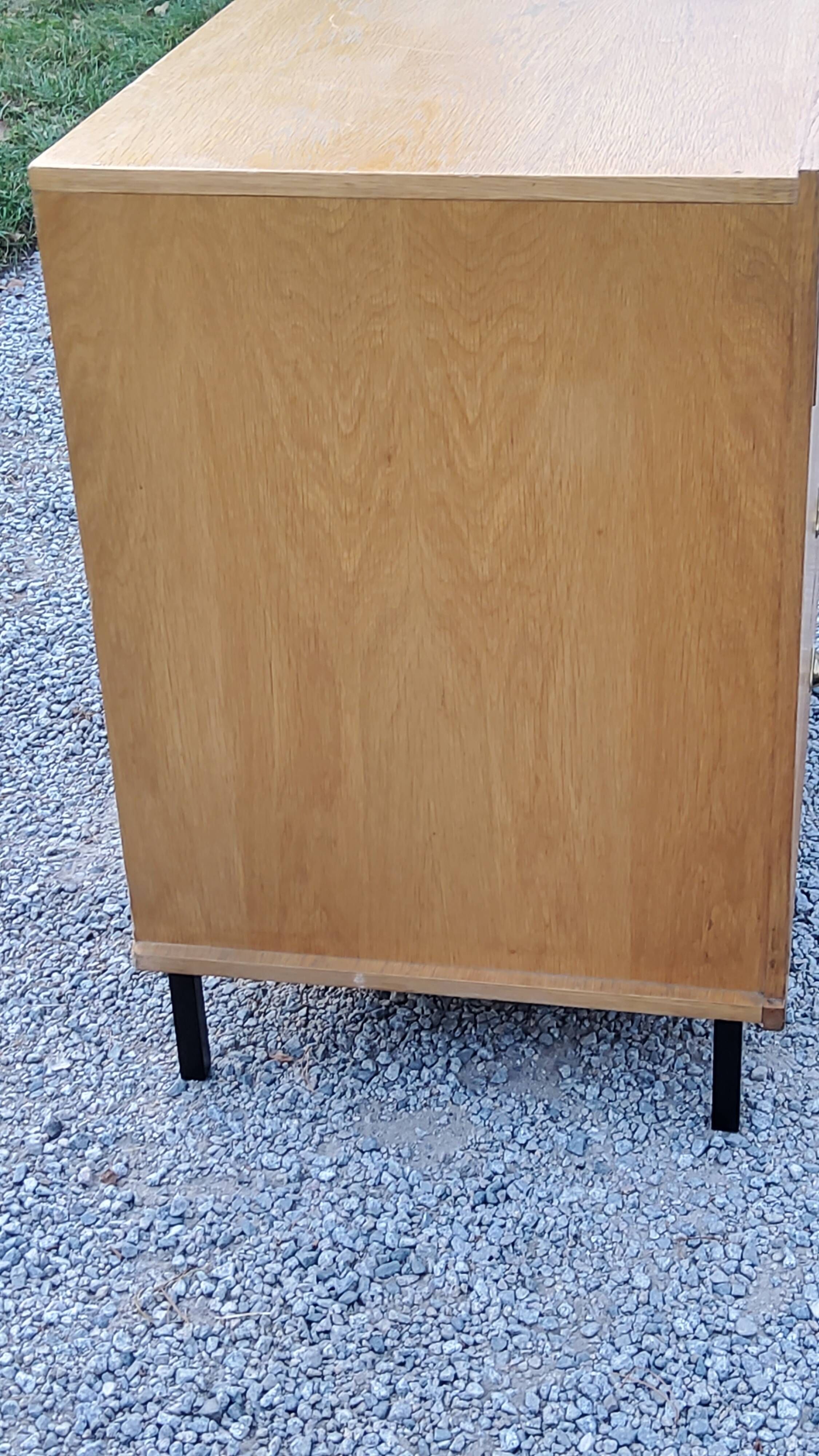 Vintage store chest of drawers in blond oak metal tube legs 4 drawers