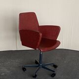 Vintage adjustable office chair – red faux leather, 1960-70s
