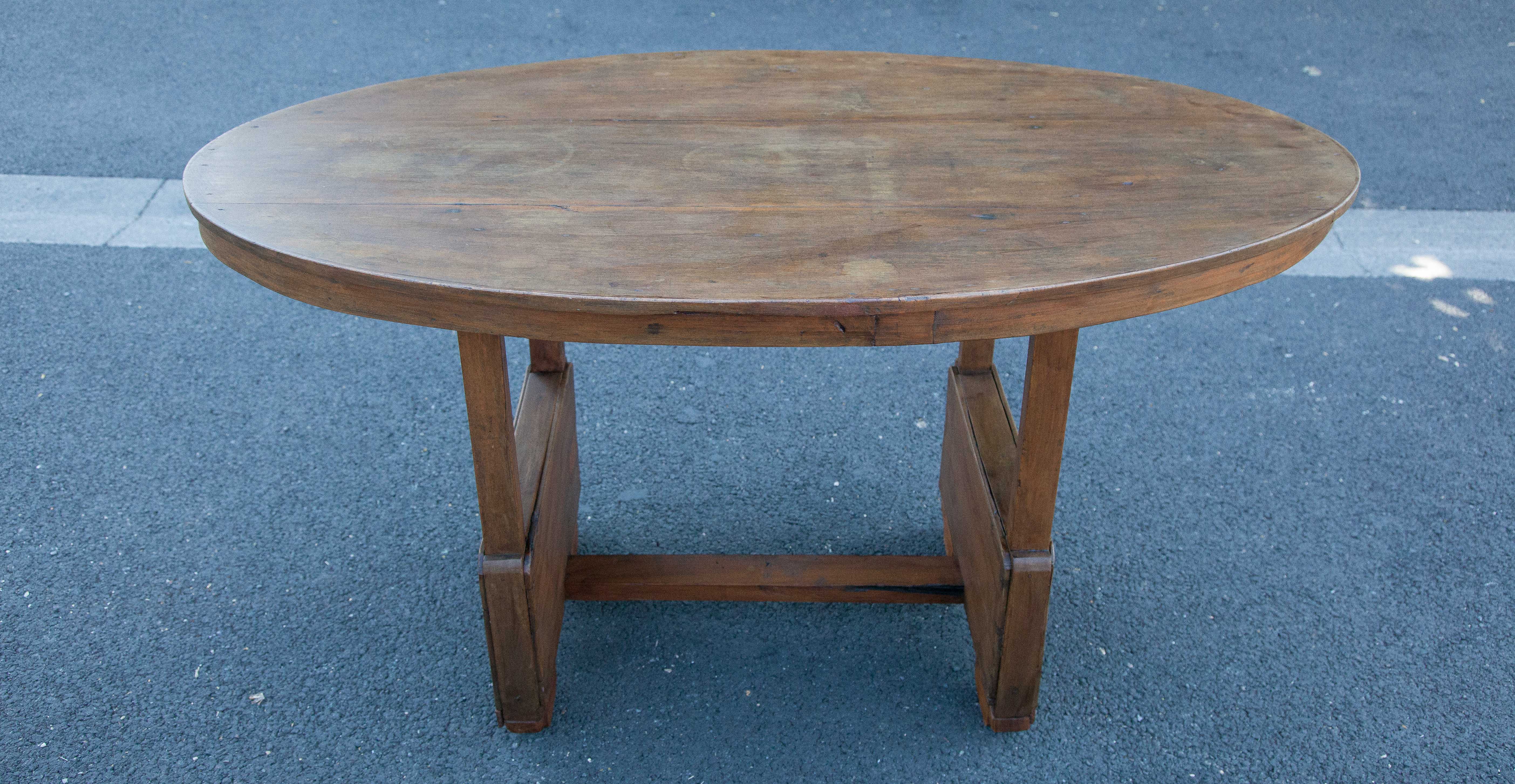 Antique wood table, dining table, oval table, living room, kitchen, countryside