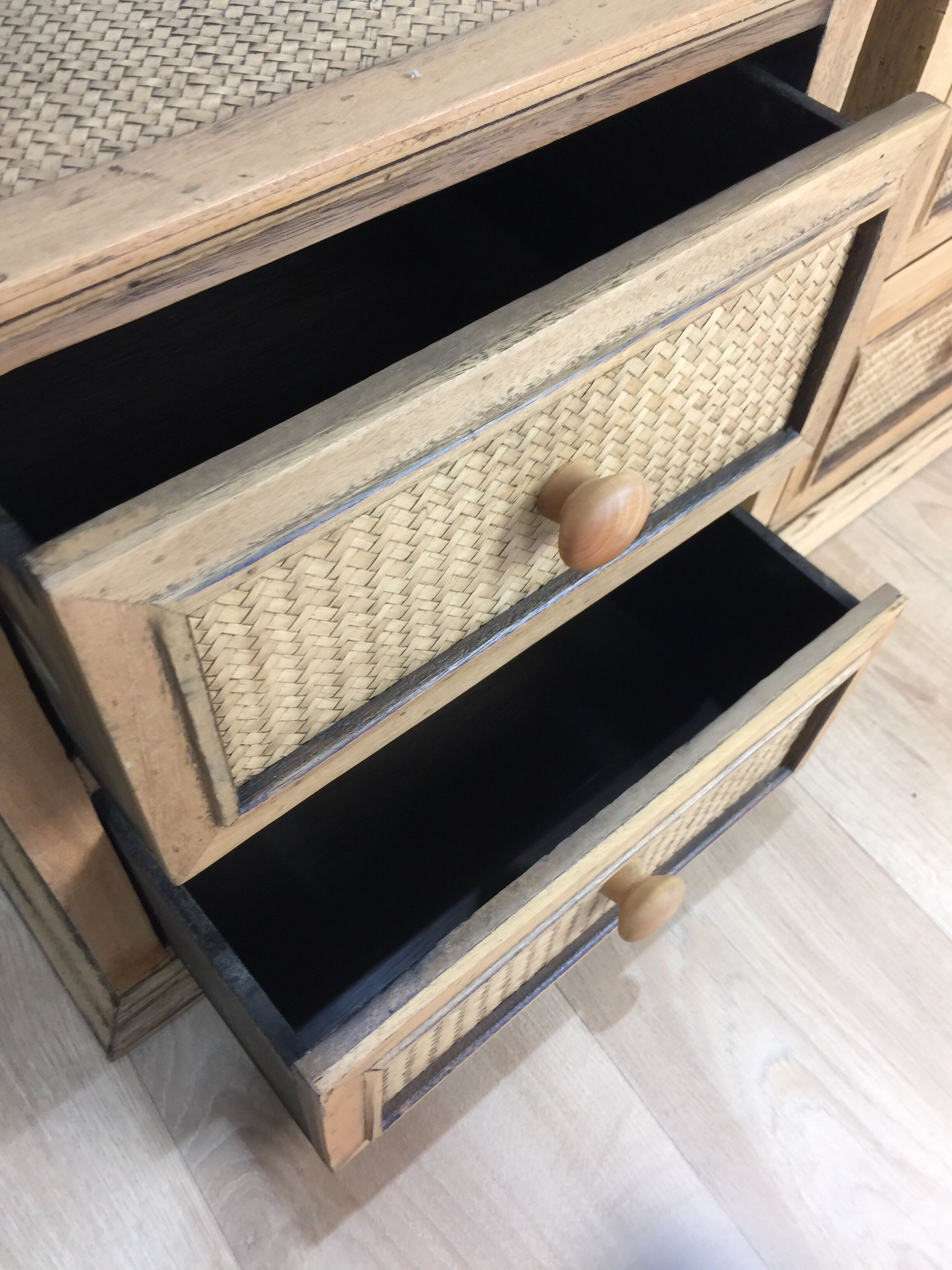 Pair of bedside rattan 1970s