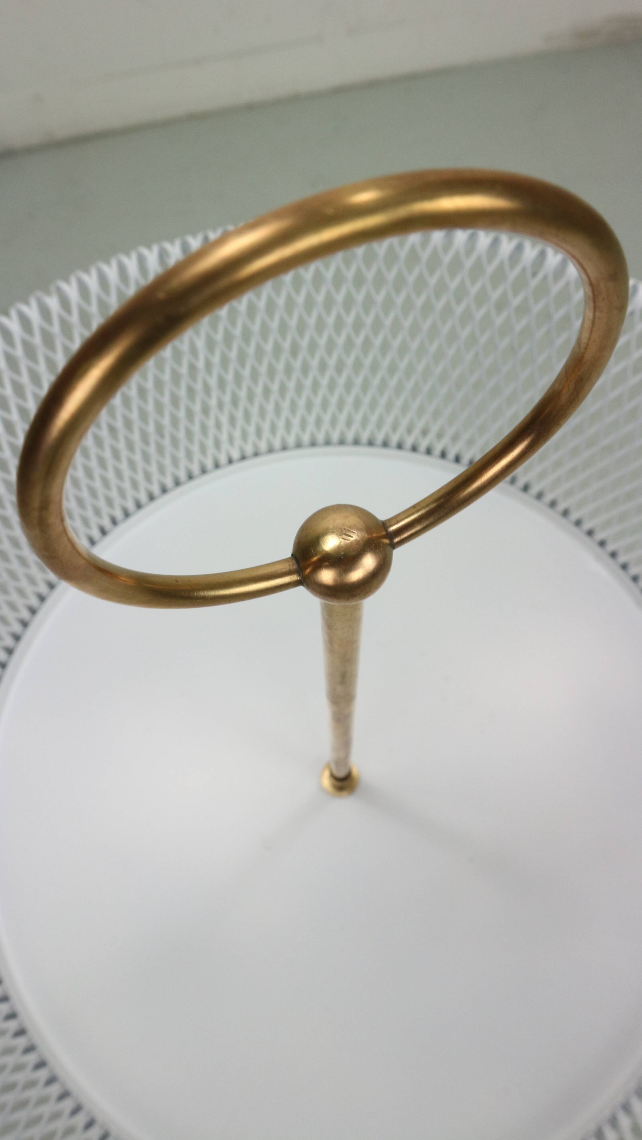 Vintage white metal and brass planter or basked, France 1960s