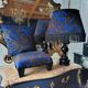 Cushion and its blue phoenix footrest