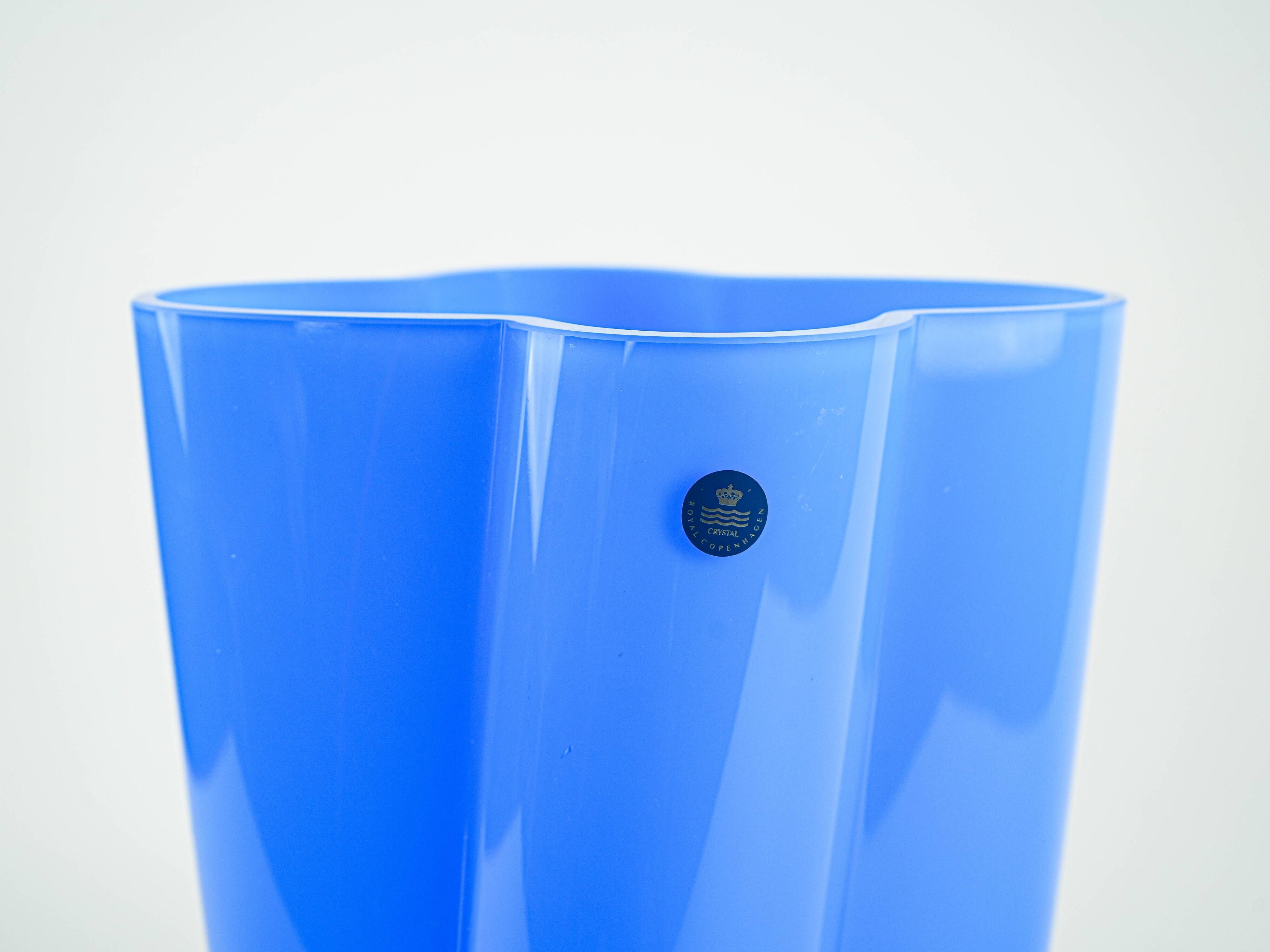 Blue vase, Danish design, 1980s, manufactured by Royal Copenhagen
