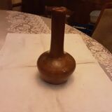 BROWN GLAZED STONEWARE SOLIFLORE VASE SIGNED BARRAULT 1965