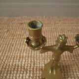 Pair of candlesticks candelabra candle holders brass African art man handcrafted ethnic decoration