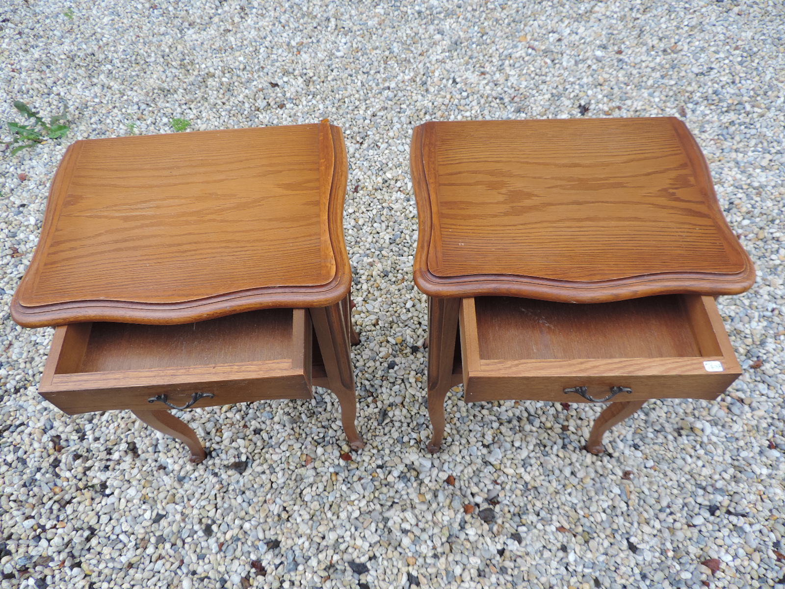 Pair of vintage oak bedside tables