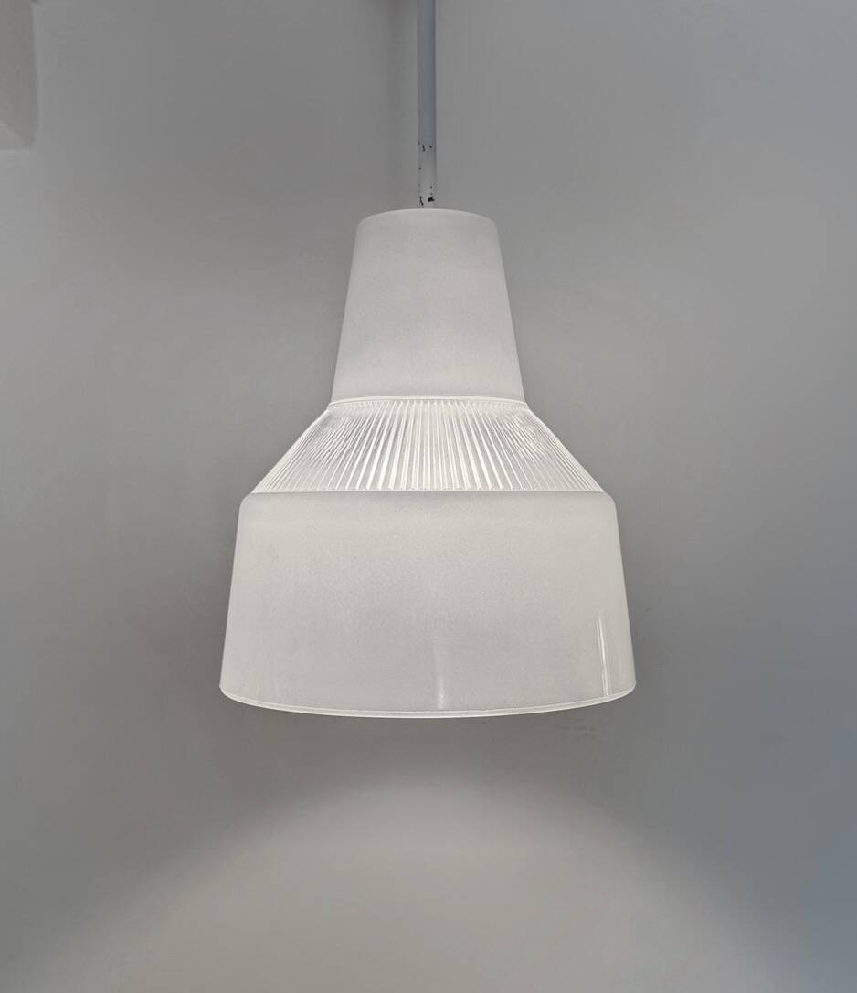 Holophane glass chandelier from the 1970s.