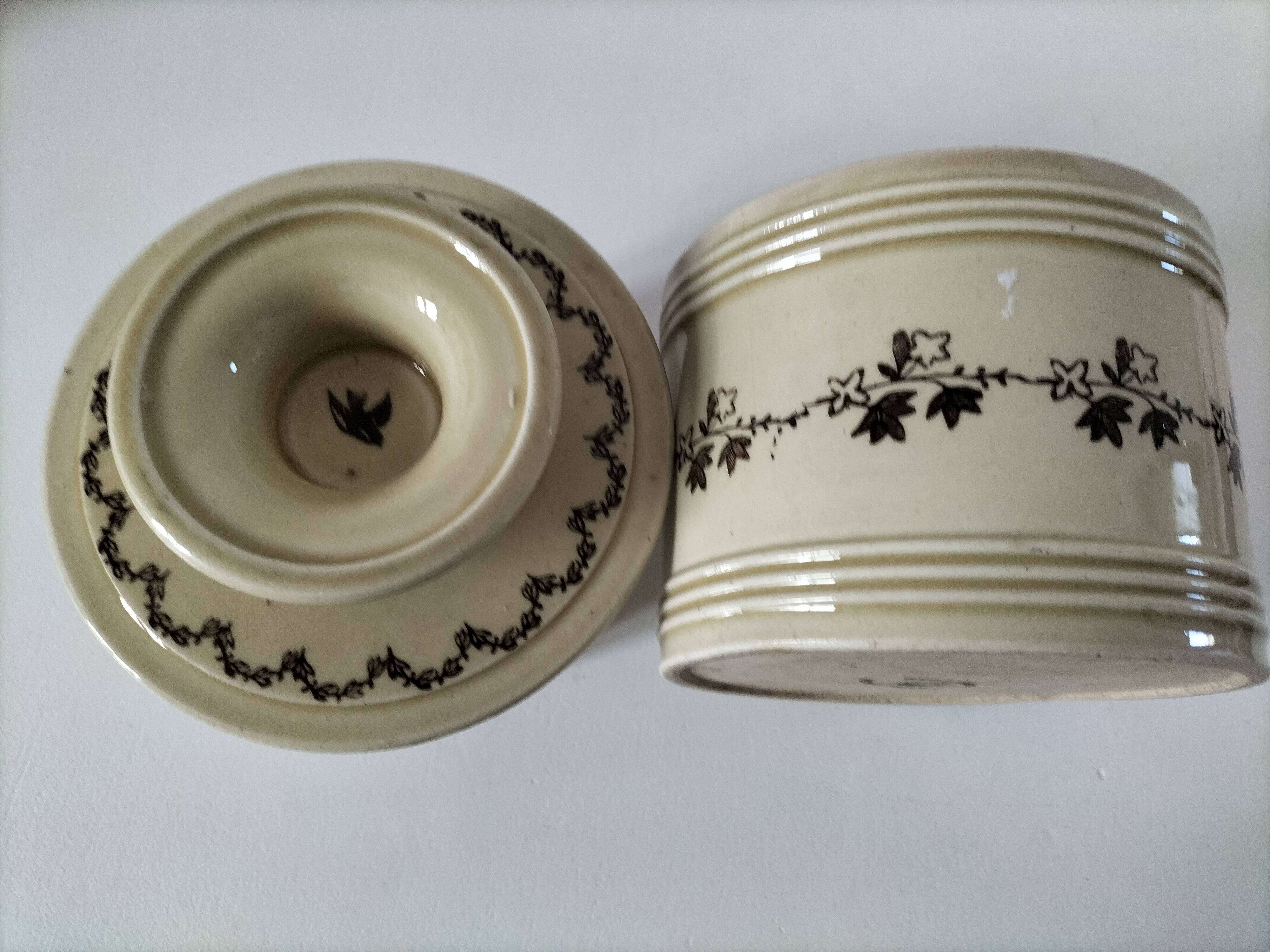 Beurrier à eau Saint-Uze Revol, décor lierre, modèle n°312, avant 1911