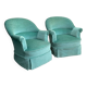 Pair of green velvet frog chairs from the 1970s.