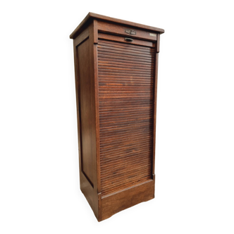 Armoire à volets roulants antique, commode en chêne, classeur