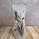 Antique Art Nouveau vase in frosted enamelled glass – iris decoration