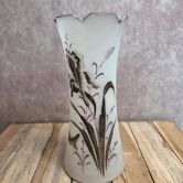 Antique Art Nouveau vase in frosted enamelled glass – iris decoration