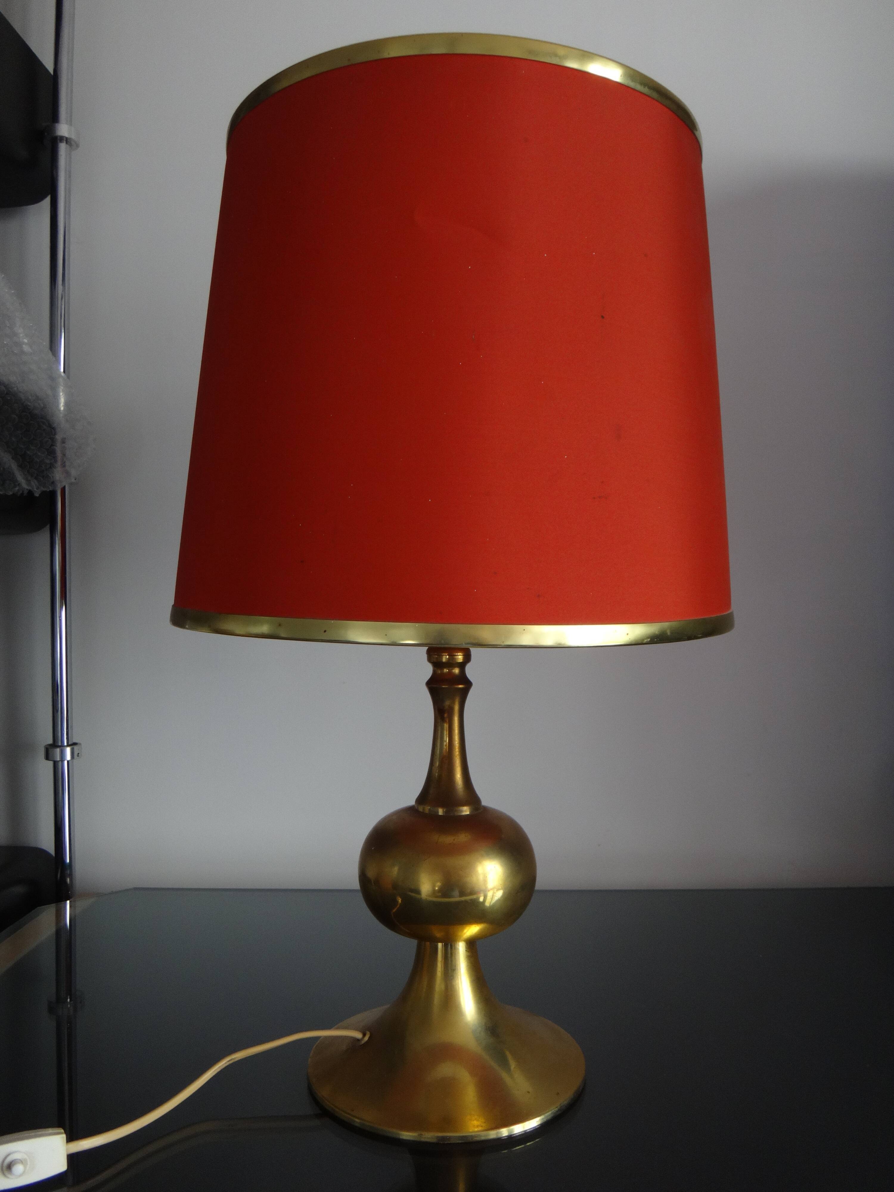 Gold table lamp design Barbier tulip 1970 designer