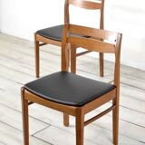 Set of 4 midcentury teak and leatherette chairs