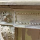 Louis XVI style fireplace in white Carrara marble, 19th century