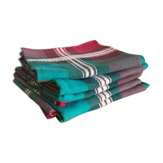 Lot de 5 serviettes en coton motif tartan