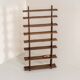Sculptural wengé slat bookcase (Europe, 1960s).