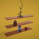 Three-tier bookshelf in teak veneer and metal, France 60s