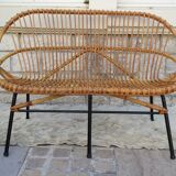 Rattan bench feet metal