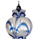 Vintage 1970s Italian Murano suspension in blue ribbed glass.
