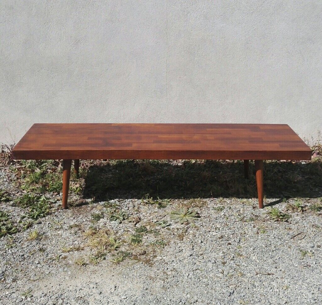 Coffee table in exotic wood vintage tapered foot