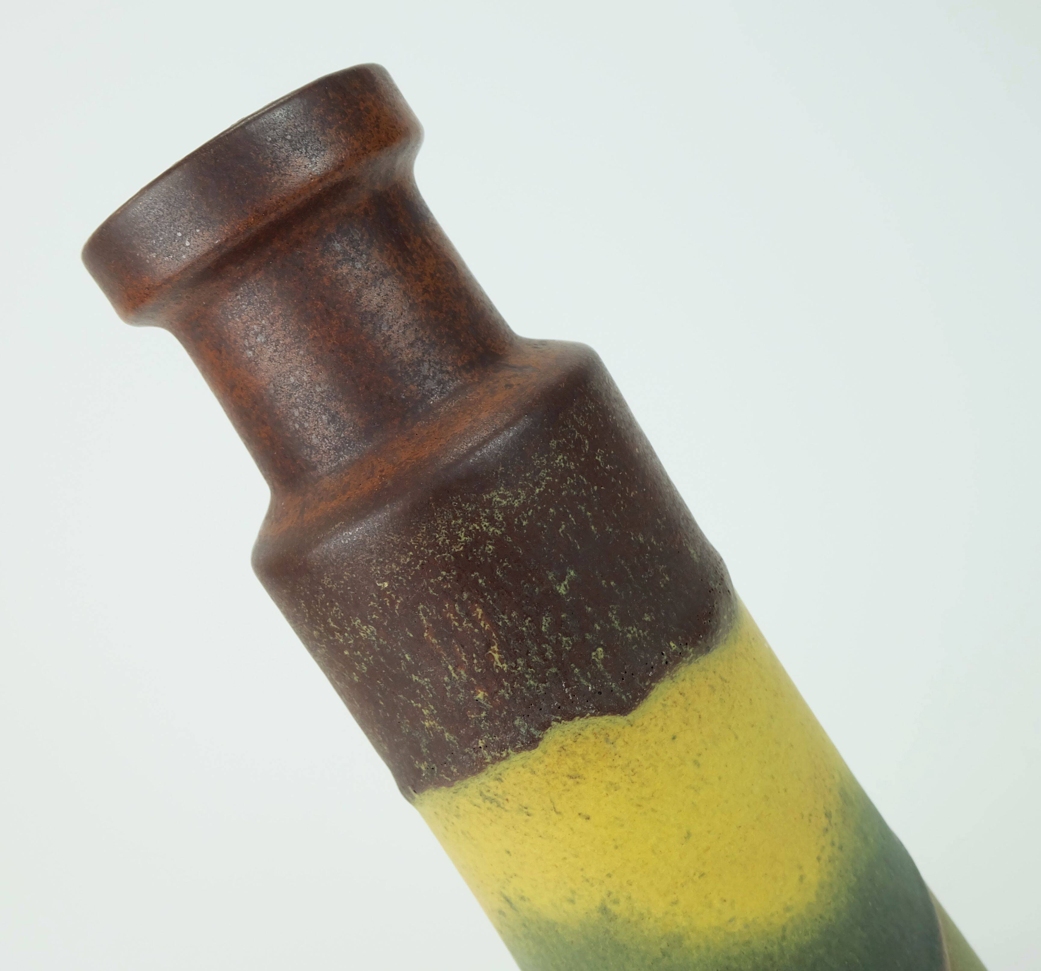 1960s 70s vintage scheurich VASE model 205-32 matte glaze shades of yellow