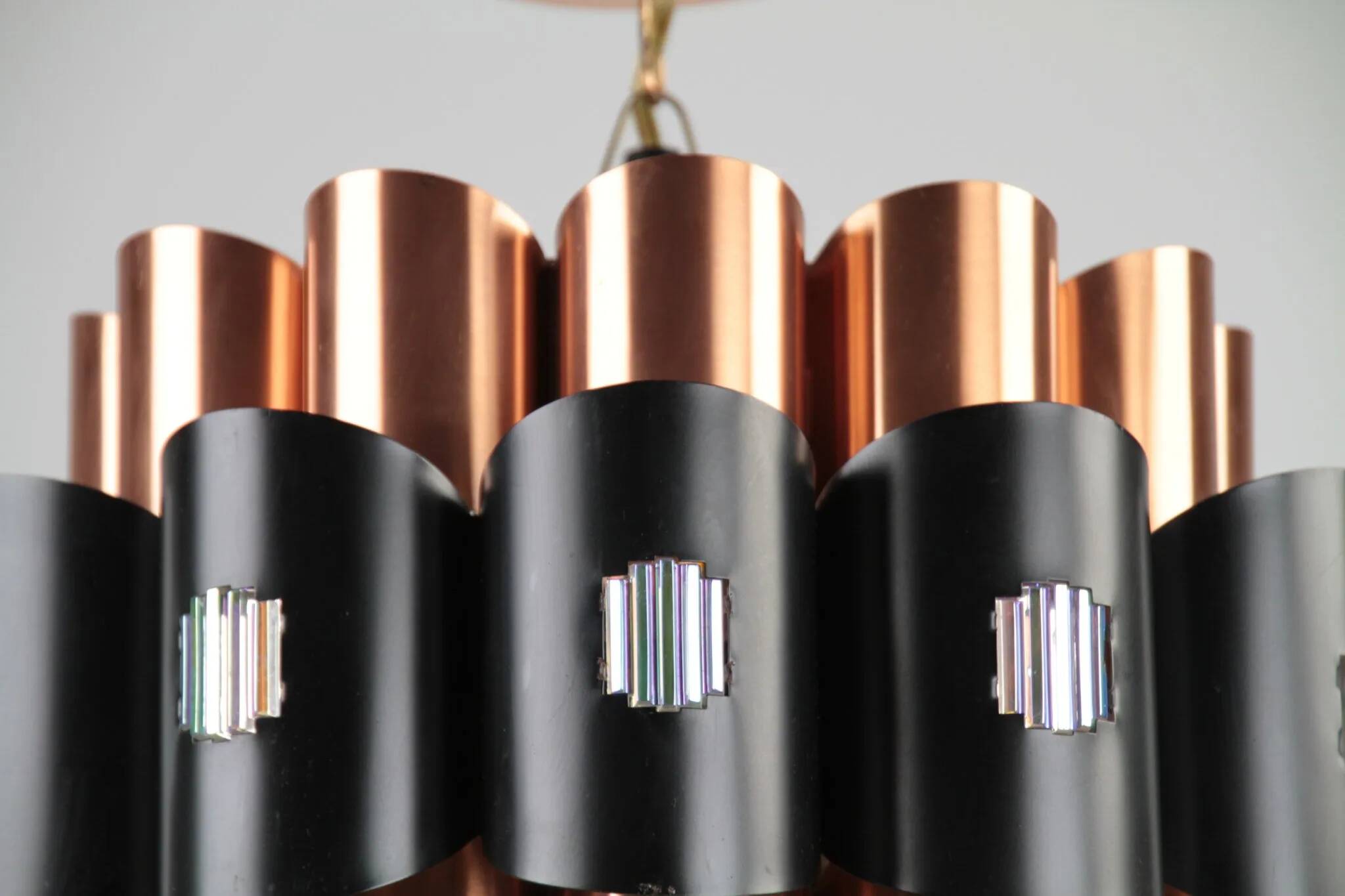 Copper & Black Pendant Lamp by Werner Schou for Coronell Elektro — Denmark, 1960s