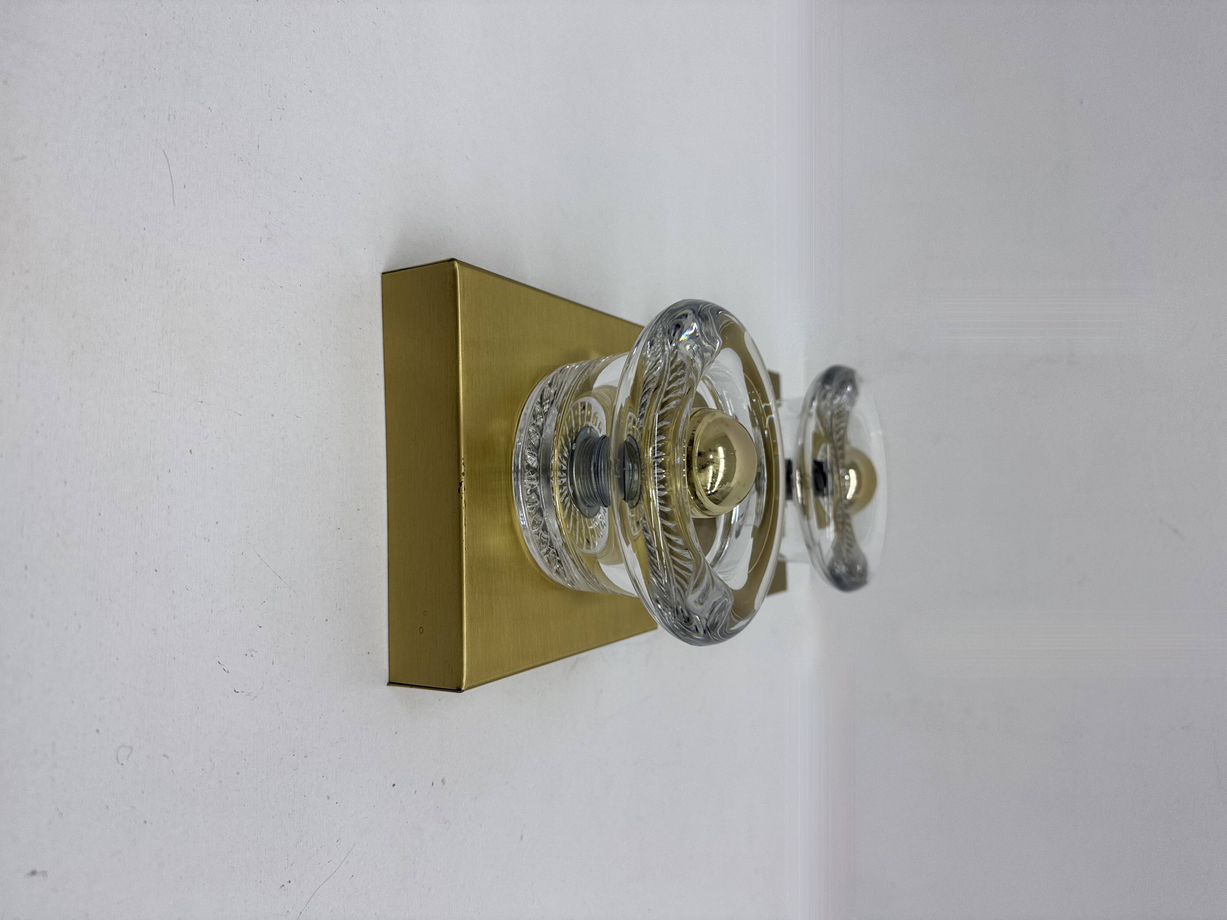 Vintage Peill & Putzler Ice glass Wall Lamp , 1970s