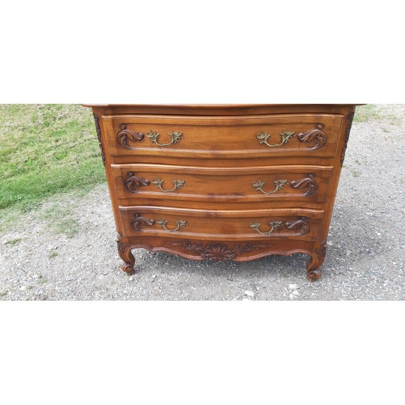 19th Century Walnut and Brass Commode, 3 Drawers