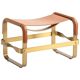 Footrest in Aged Brass and Natural Leather, Contemporary Style