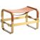 Footrest in Aged Brass and Natural Leather, Contemporary Style