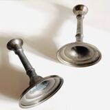 Pair of vintage pewter candlesticks