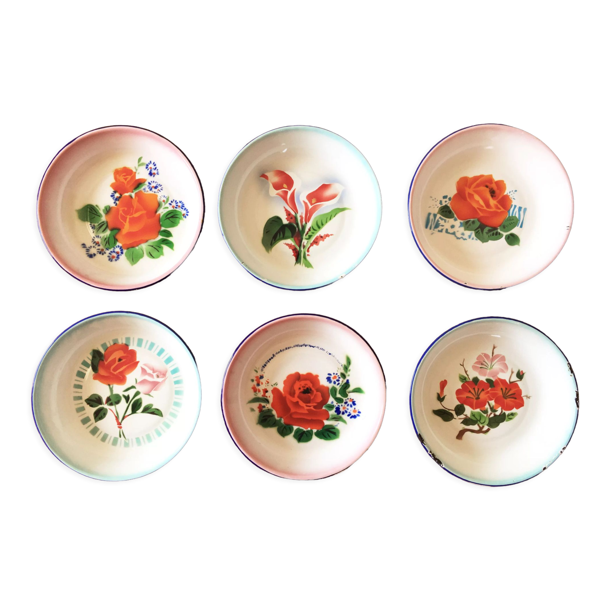 Set of 6 Peacock hollow plates