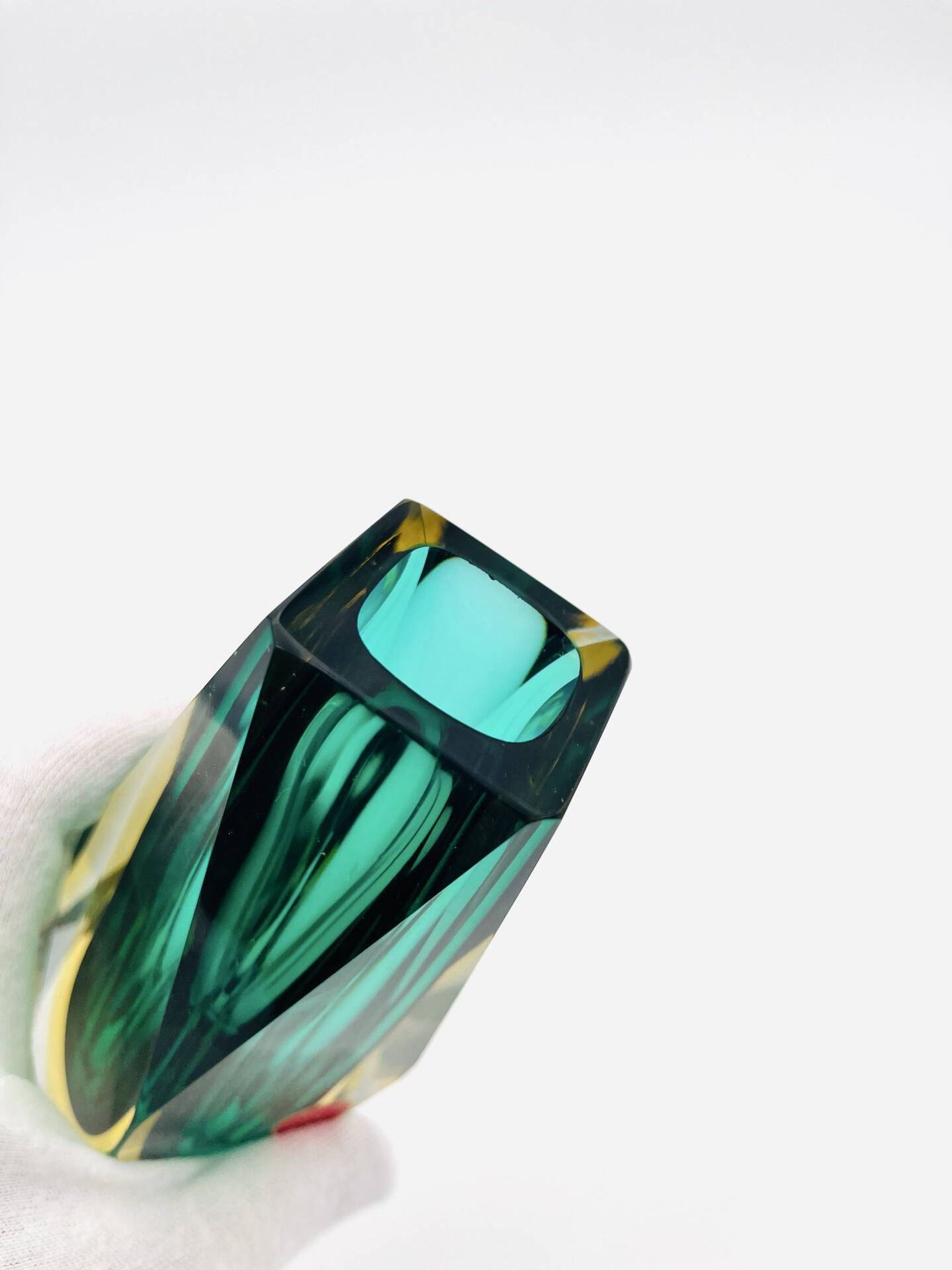 Flavio Poli vase for Seguso - Sommerso - Murano Green & Amber - 1960