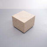 Square Travertine Cube on Wheels