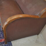 Sofa bed 50s brown skai