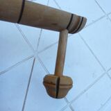 Wooden wall coat rack turned in imitation of bamboo, 3 hooks, 1900s