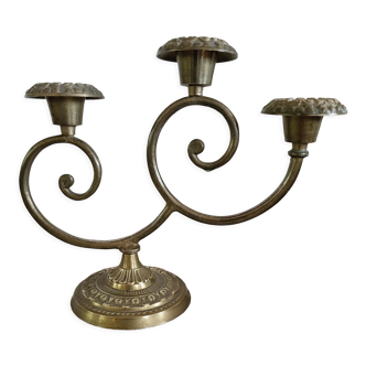 3-spoke brass candle holder