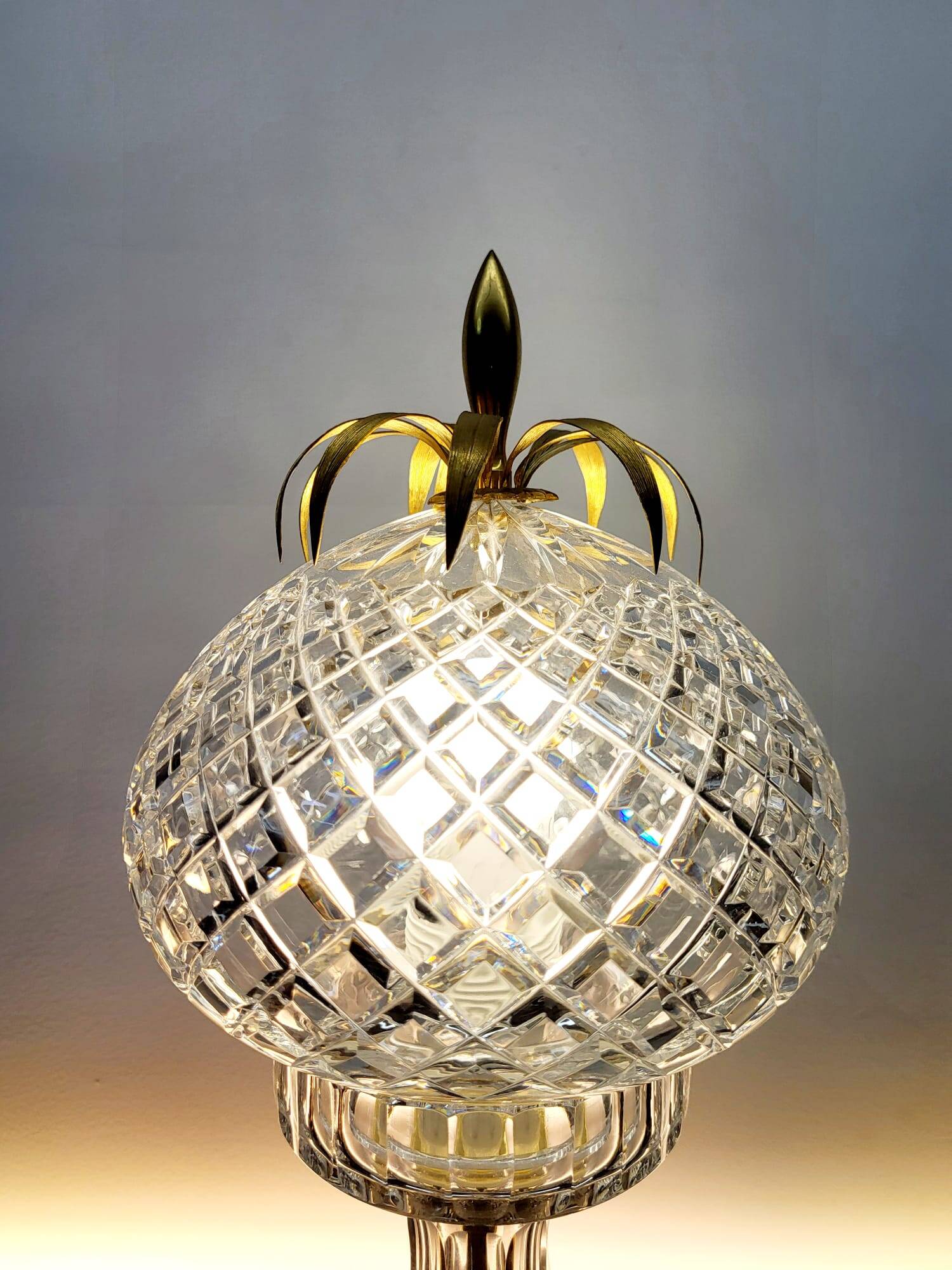 Val Saint Lambert kristallen tafellamp – vintage ananasvorm 1960-1970