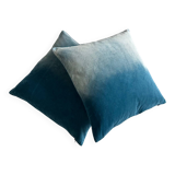 Paire de coussins velours turquoise