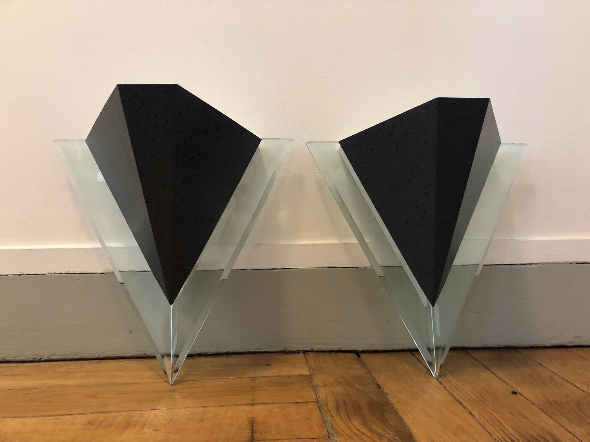 Pair of Postmodern Triangular Wall Sconces, 80s, Elite Holland
