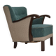 1950s, Danish armchair, original green/beige furniture wool, beech wood.