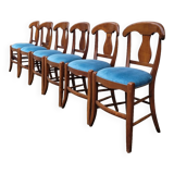 Set of 6 directoire style velvet chairs