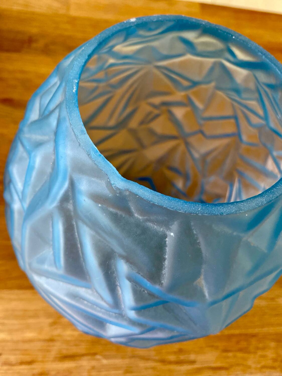 Art Deco style glass vase, vintage, geometric patterns.