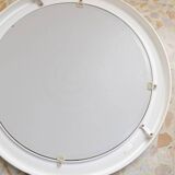 Round wall mirror by Carrara & Matta, white plastic bezel, Italian 1970s vintage