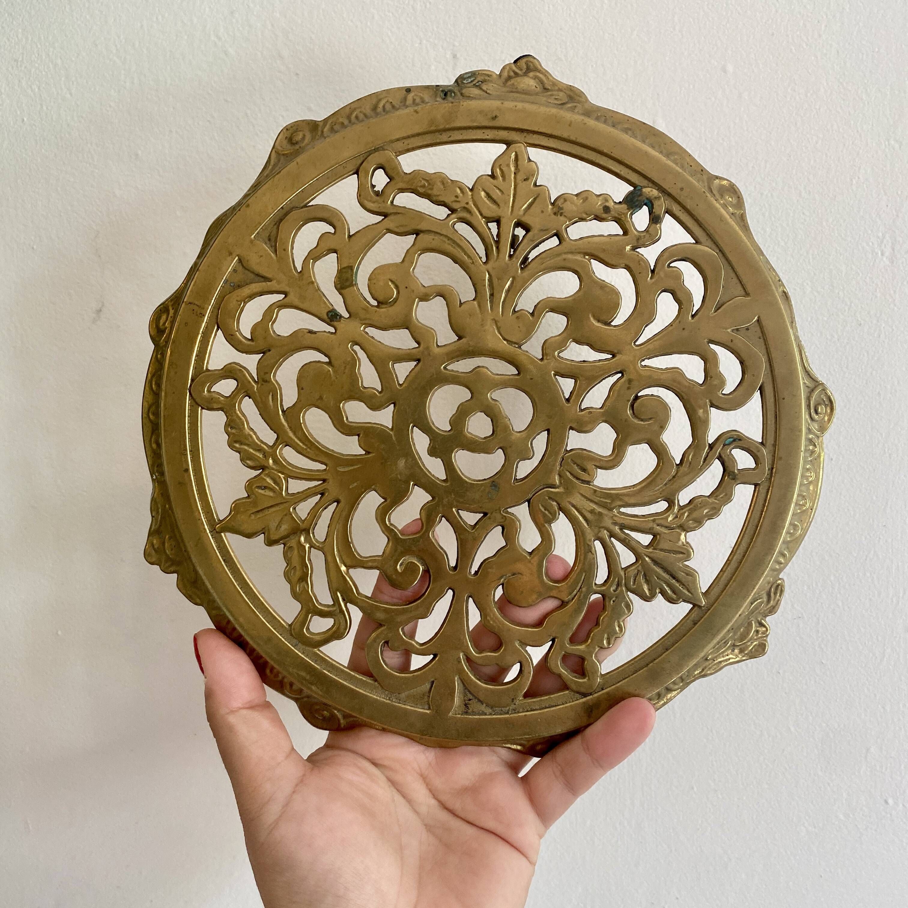 Vintage gilded brass trivet