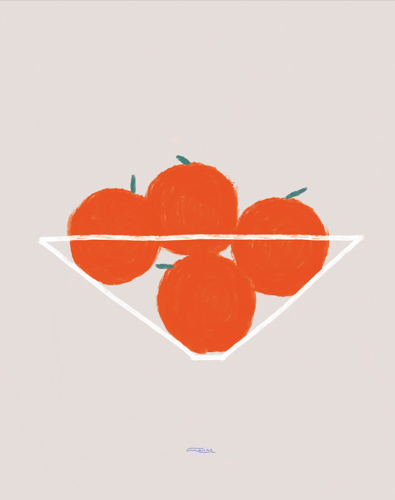 Affiche murale colorée bol de fruits oranges
