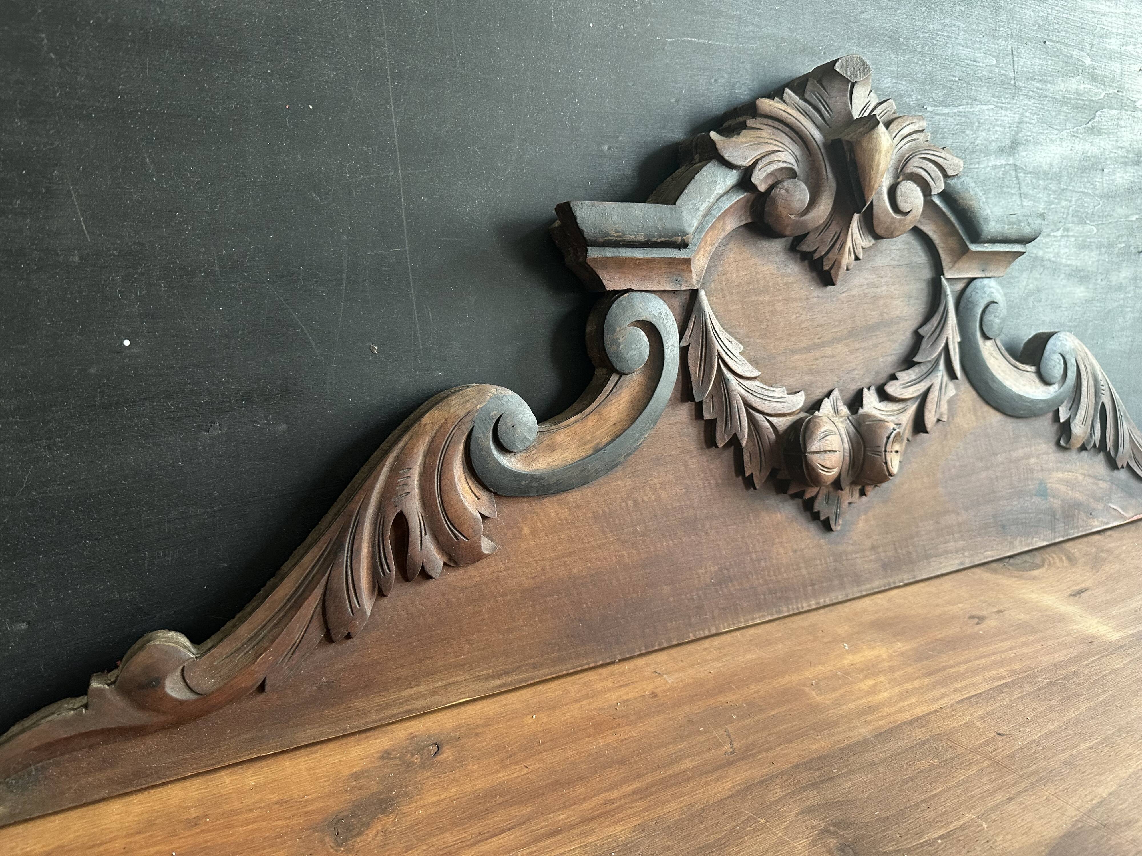 Large ancient carved wooden pediment, early 20th century