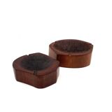 Organic modern set of 2 wood ashtrays, France 1970s
