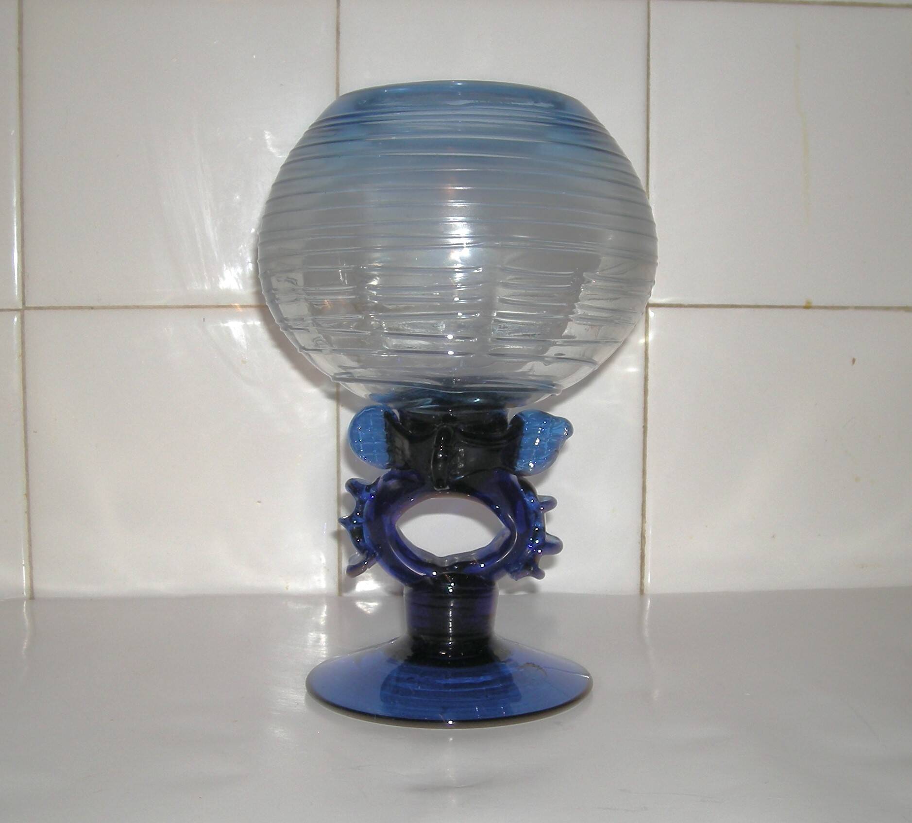 Coupe de verre Murano décorative bleu cobalt